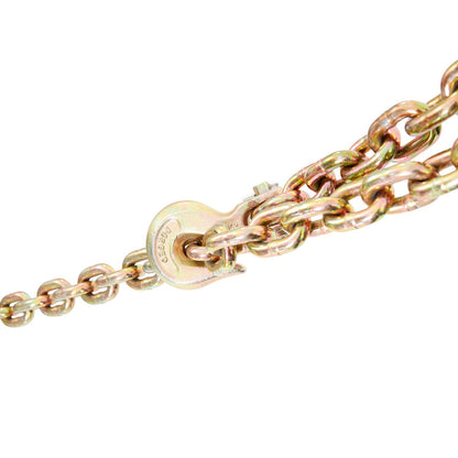Transport Binder Chain, 3220 Kg Working Load Limit, 0.95 Cm X 6.1 M G80 Tow Chain Tie Down With Grab Hooks, DOT Certified, Galvanized Coating Manganese Steel For Dock Factory Construction Site
