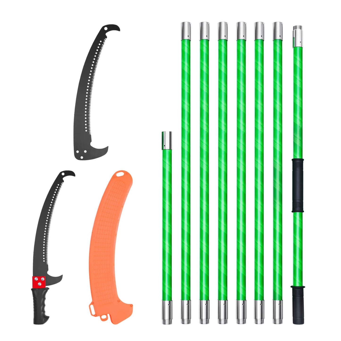 Manual Pole Saw, 118-809.3 Cm Extendable Pole Tree Pruner, Sharp 65Mn Steel Blade, Lightweight Fiberglass Handle Pole, Double-Hook Saw For High Branch Trimming, Pruning Tool For Palms, Shrubs