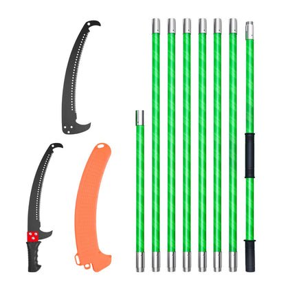 Manual Pole Saw, 118-809.3 Cm Extendable Pole Tree Pruner, Sharp 65Mn Steel Blade, Lightweight Fiberglass Handle Pole, Double-Hook Saw For High Branch Trimming, Pruning Tool For Palms, Shrubs