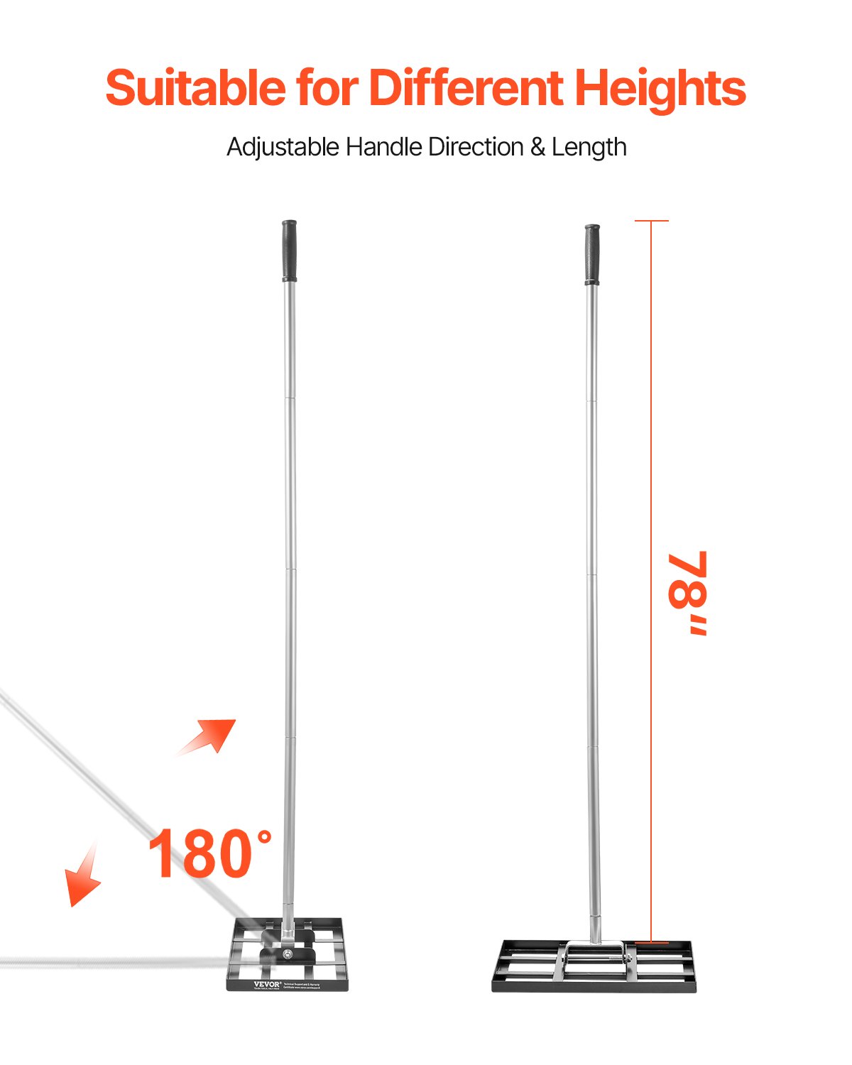 Lawn Leveling Rake, Lawn Leveler With 78 In Handle, 17x10 In Ground Plate, Rust-Resistant Carbon Steel Soil Leveler, 5 Heights Adjustable, Effort Saving Lawn Leveling Tool For Yard Golf Court